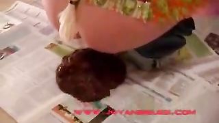 Mega shit from sexy blonde teen