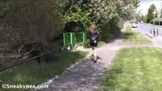 Peeing with pressurer on blue flowers