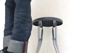 Hairy teen shitting between her legs