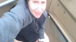 Fat babe shitting at a festival