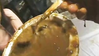 Forced to eat poop with a spoon