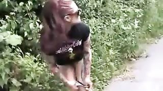 Crazy girlfriend peeing near her best friend