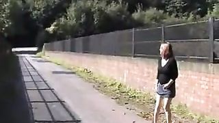 Hot British babe peeing in the streets