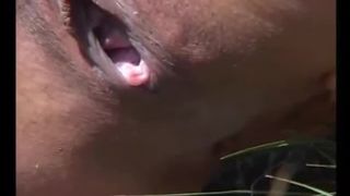 Shaved girl pooping outdoor