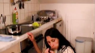 Dark haired teen shitting in white pants