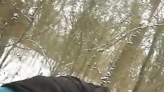 Step sister caught peeing in snow