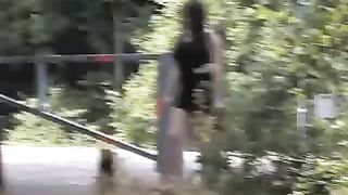Romanian girl peeing in public