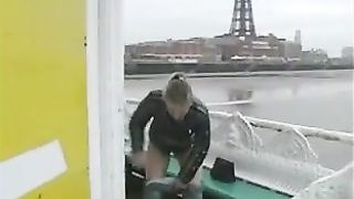 Hooligan french girl peeing outdoor