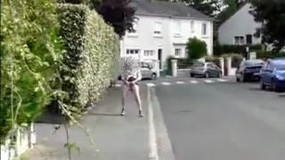 Mature woman pooping in the streets