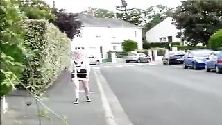 Mature woman pooping in the streets