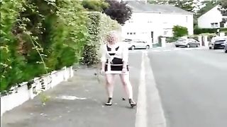 Mature woman pooping in the streets