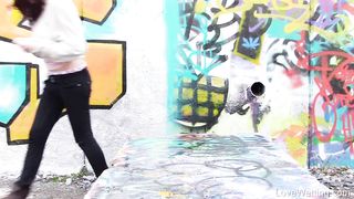 Shaved girl shitting by accident