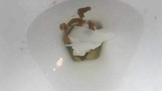 Creamy dump in toilet