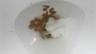 Creamy dump in toilet