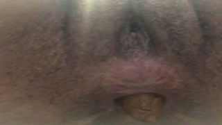 Shaved girl shitting on bathroom floor slowly