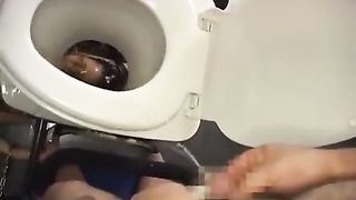 Two guys shitting on a female slave