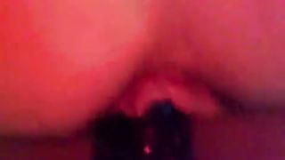 Amateur girl pooping on a dildo