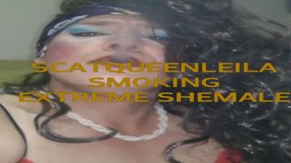 Shemale eating poop and smoking