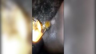 Big dildo in ehr asshole