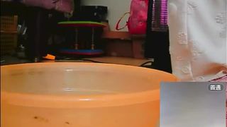 Asian girl shitting in doggy style