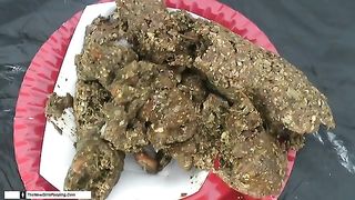 Horny witch shitting on floor