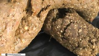 Horny witch shitting on floor