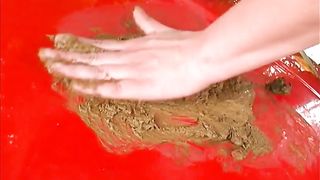 Hot milf masturbating with poop outdoor