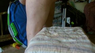 Fat granny pooping on bedroom floor