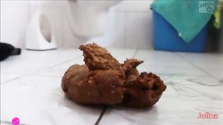 Dark haired teen eating fresh shit