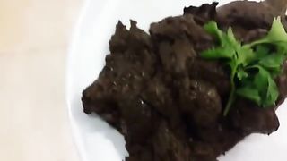 Amateur girl shitting on white plate