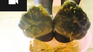 Smearing shit on her feet