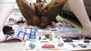 Emo teen masturbating with a huge pile of shit