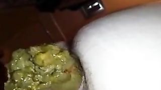 Hairy girl shitting a big one