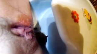 Step sister shitting in baby potty