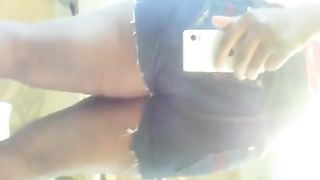 Black girl pooping in tight jeans