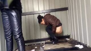 Asian babe shitting in public