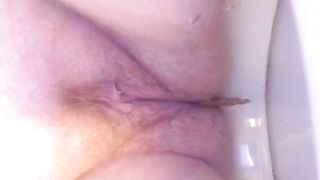 Hairy babe pooping slowly