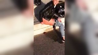 Pretty girl pooping in the streets