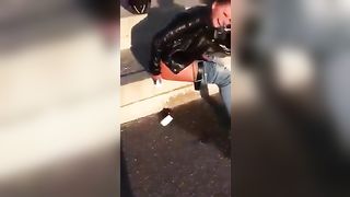 Pretty girl pooping in the streets