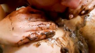 Delicious scat lesbian masturbation