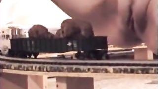 Pooping on a train toy