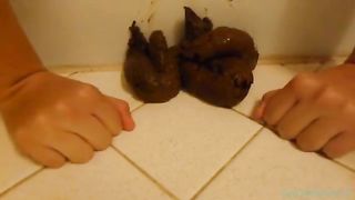 Redhead teen eating her own poop