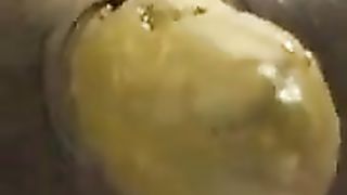 Close up of sexy girl shitting