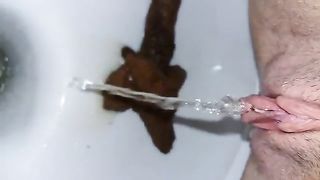 Pierced babe peeing and pooping