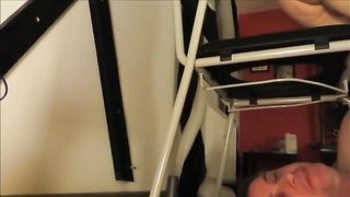 Chubby babe feeding an old dude with shit