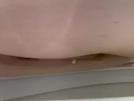 Fat babe pooping over toilet