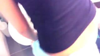 Nice teen shitting in toilet