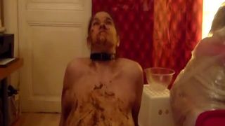 mature woman smearing shit on entre body