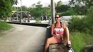 Wearing a dress while peeing in the streets