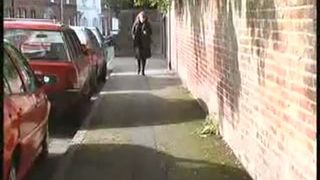 Wearing black boots while peeing